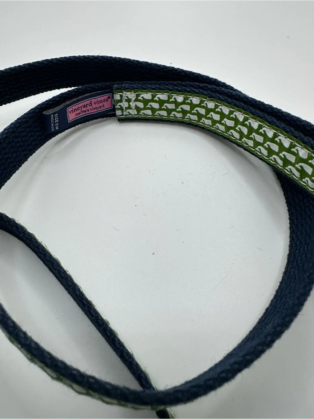 Vineyard Vines Navy & Green Dog Leash with Silver Snap